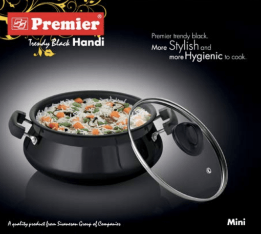 Premier Trendy Black Hard Anodized Handi with Glass Lid Small - Image 2